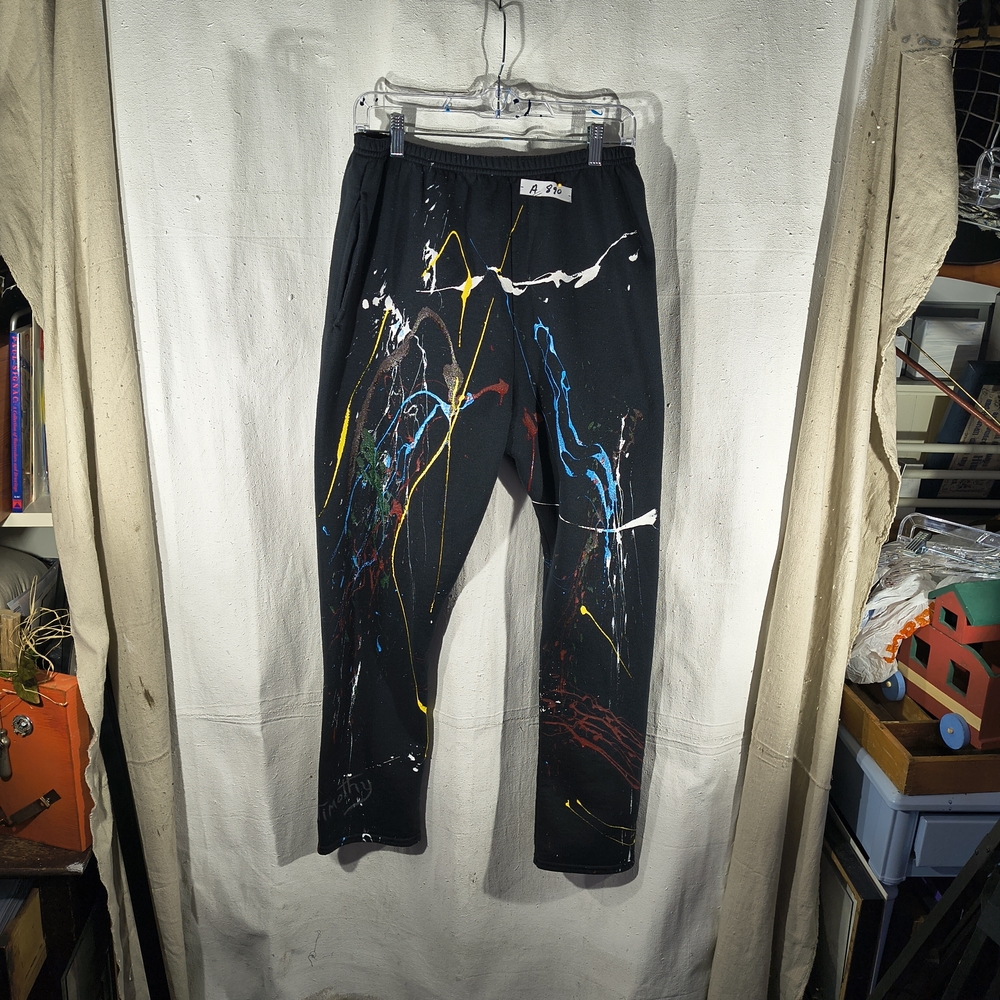 Timothy Designs Women's Sz Med Black Sweatpants W/Unique Street Wear Art Design